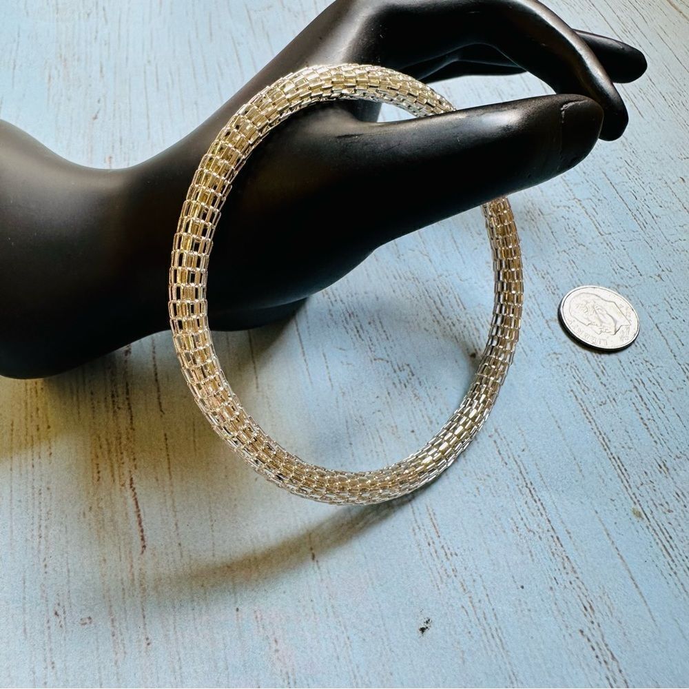 Silver Plus Size Mesh Bangle Bracelet